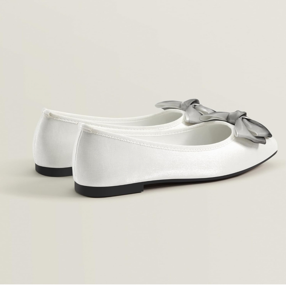 Elegant White Flats with Bow Accent